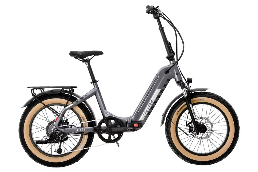 Aventon e-bike silver side view
