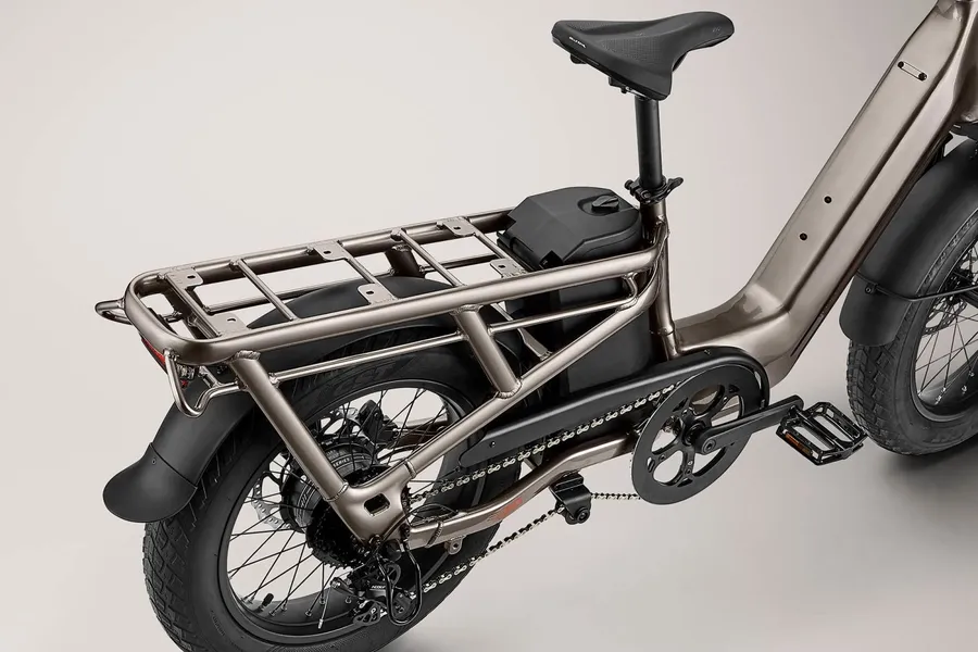 a e-bike with a seat and back tire