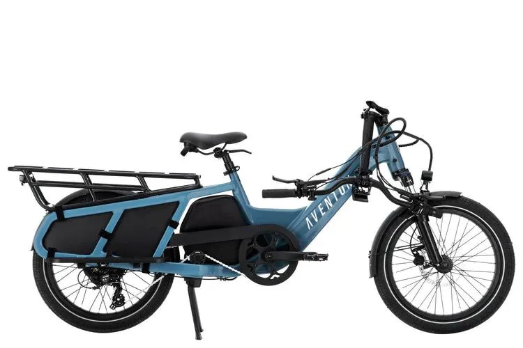 Aventon e-bike blue partially collapsed