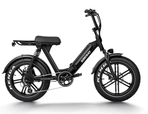 a black electric bike with large wheels