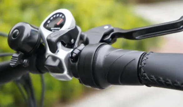 a close up of a e-bike handlebar