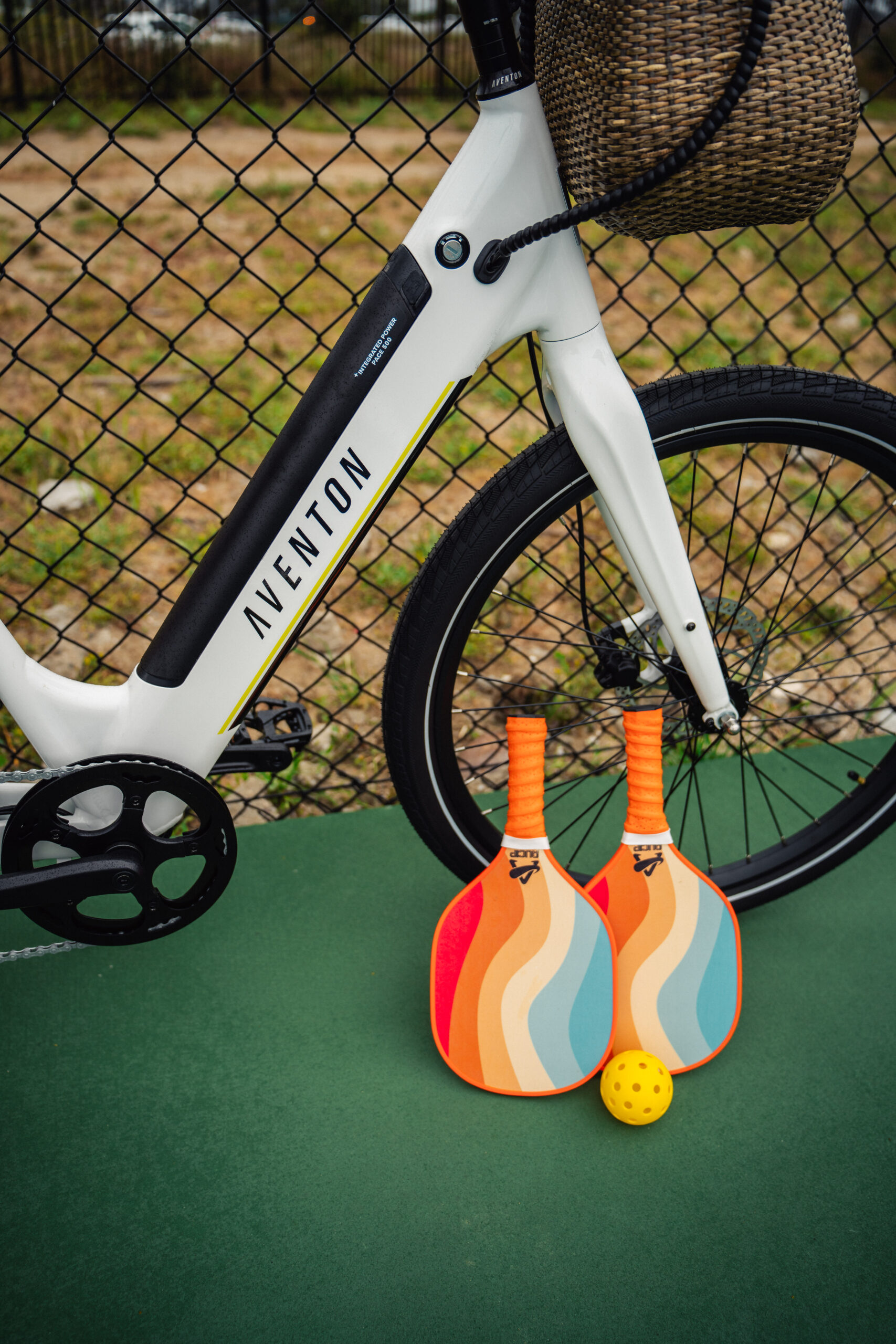 a e-bike with paddles and balls