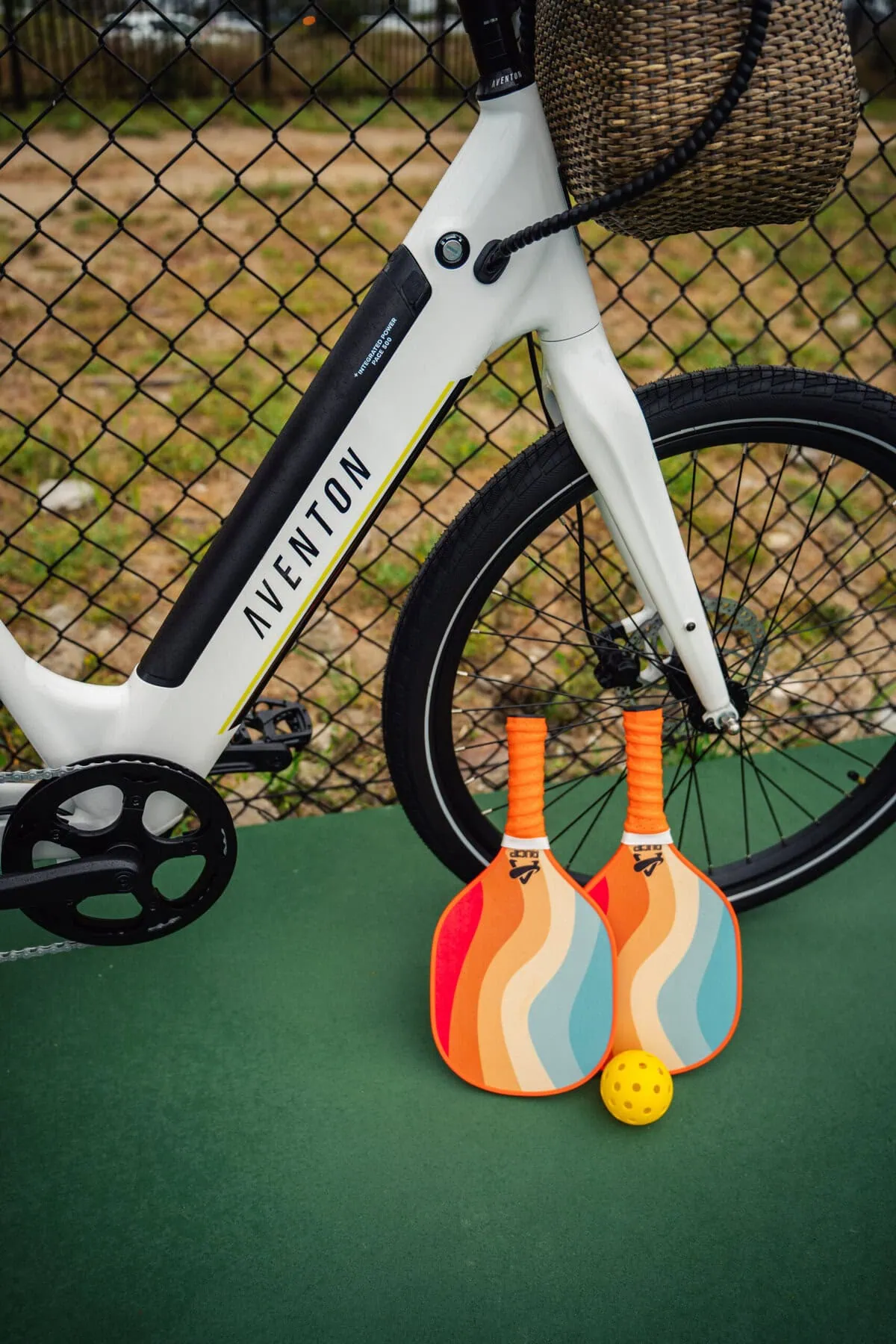 a e-bike with paddles and balls