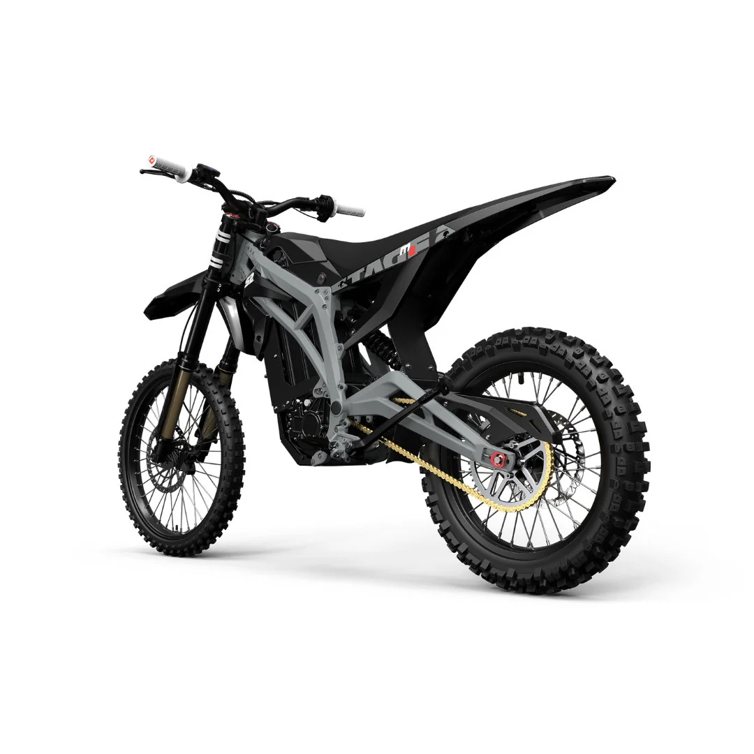 Black Stage2 ebike at a back angled view