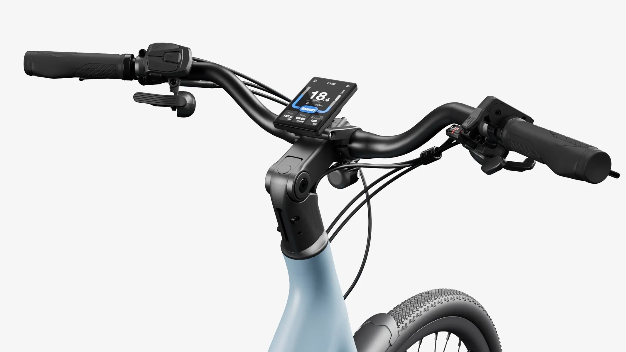 Carbon Classic Step-Thru handle bars and screen - blue color