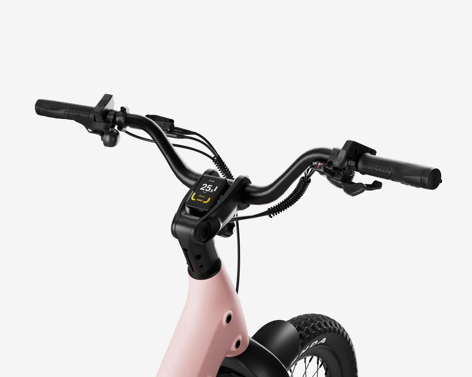 Carbon Joy Ultra pink electric bike handle bars and screen