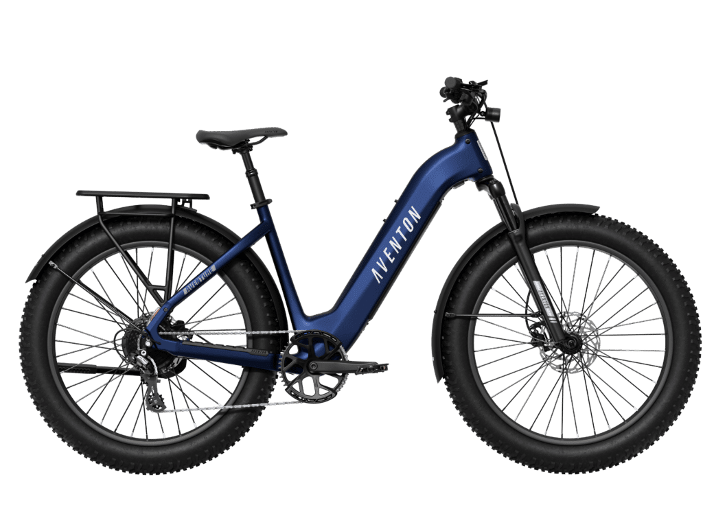 Aventon Aventure 3 e-bike in Cobalt Blue color, right side view