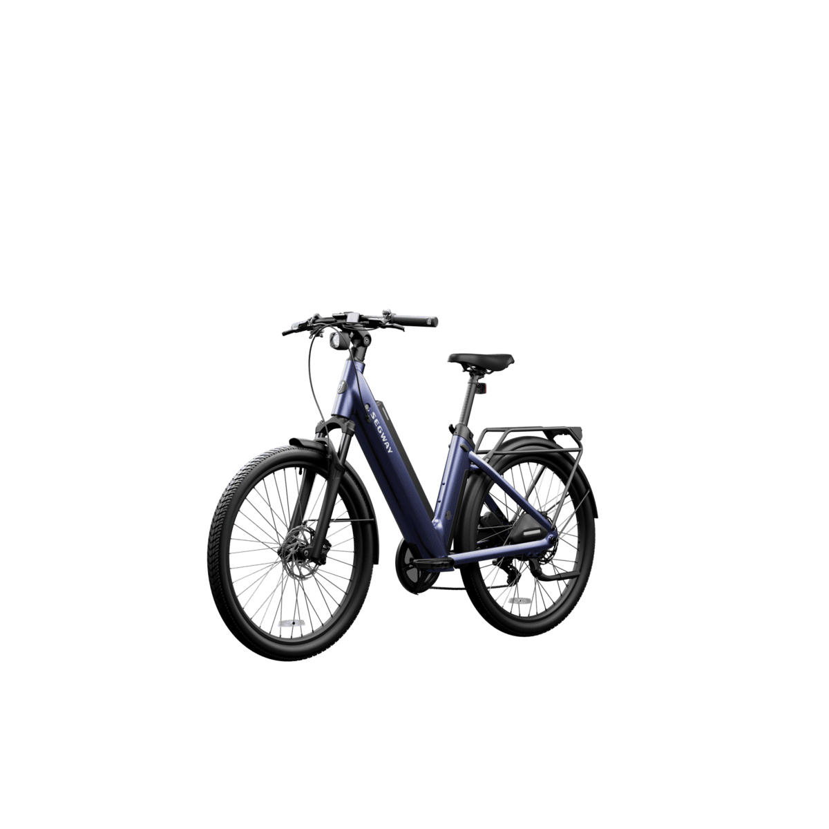 Segway Myon e-bike in Blue, front left angle on transparent background