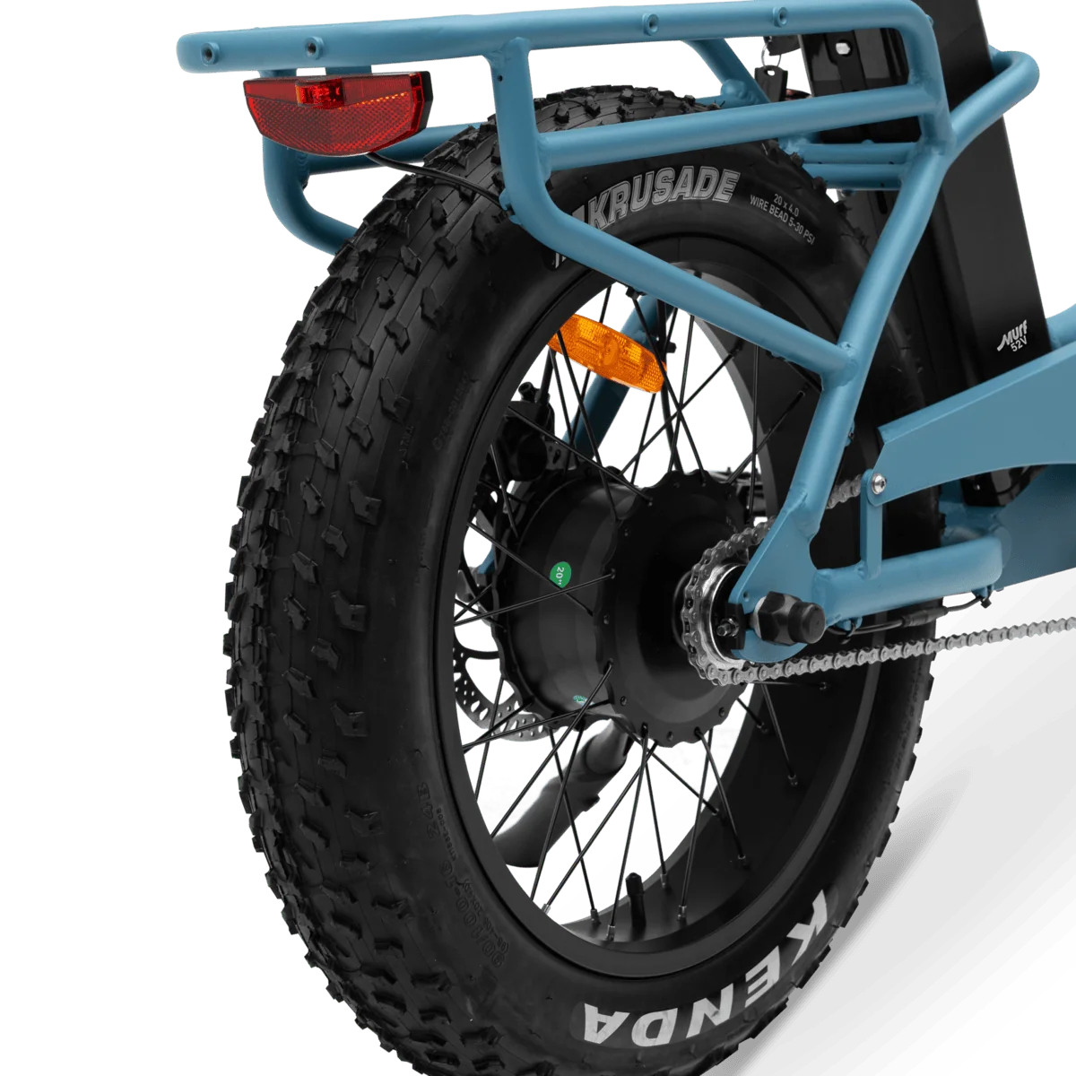 The Higgs step-thru fat tire e-bike fat tire detail close-up