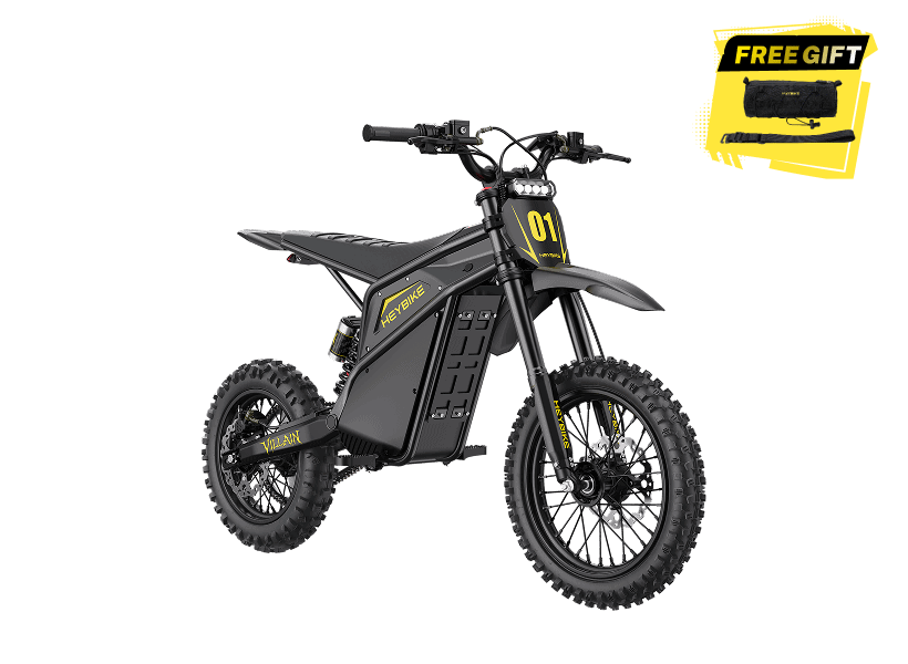 Heybike Villain electric dirt bike in Midnight Black
