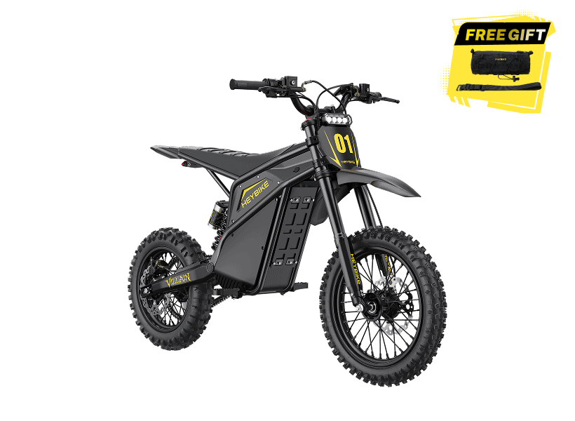 Heybike Villain electric dirt bike in Midnight Black