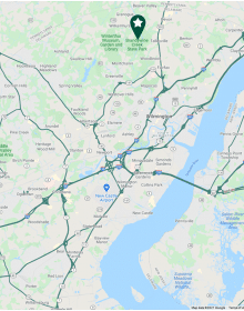 Map marking Brandywine Creek State Park north of Wilmington along the Brandywine corridor